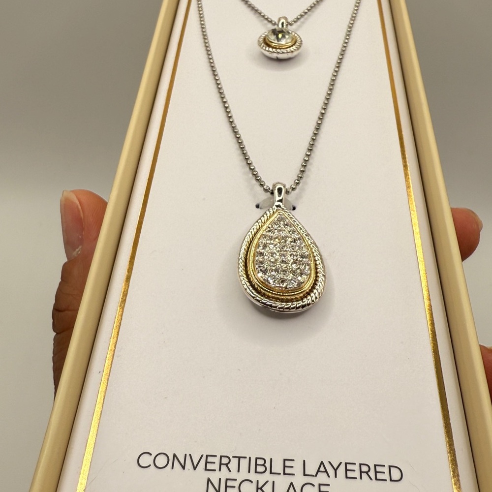 Minimalist Silver Teardrop Pendant Necklace - Picture 7 of 9